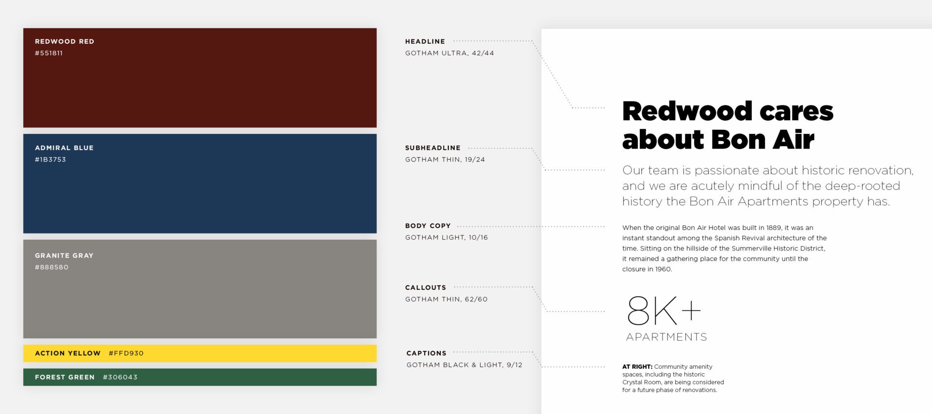 Redwood Housing brand color and typography palette